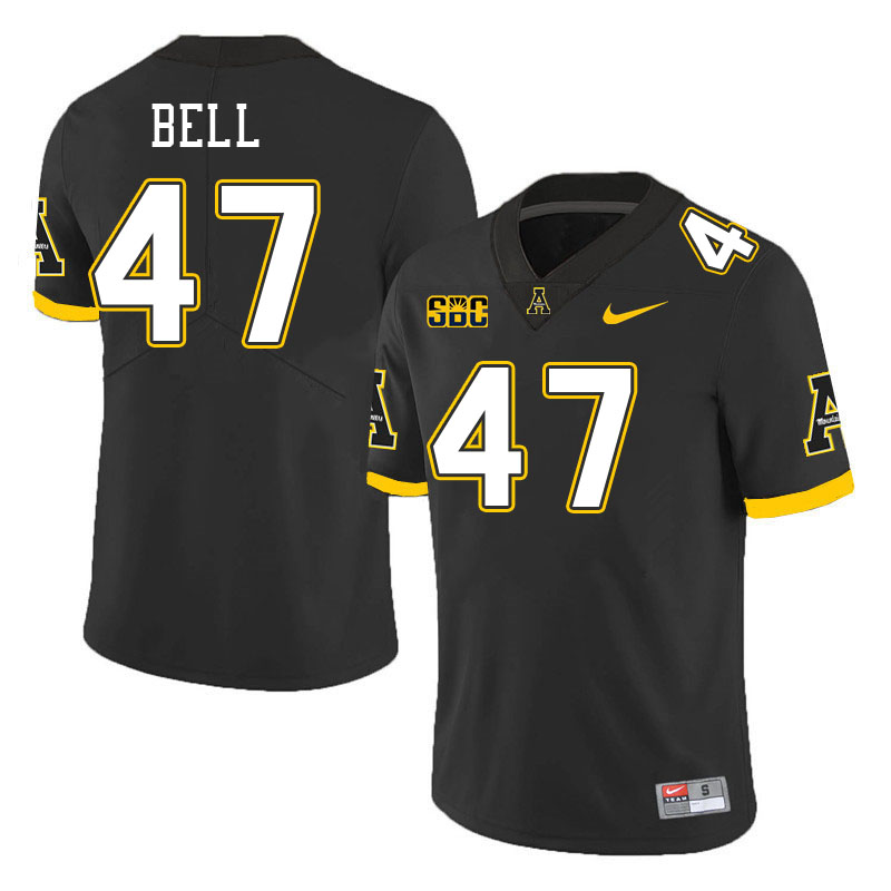 Men #47 Romelo Bell Appalachian State Mountaineers College Football Jerseys Stitched Sale-Black